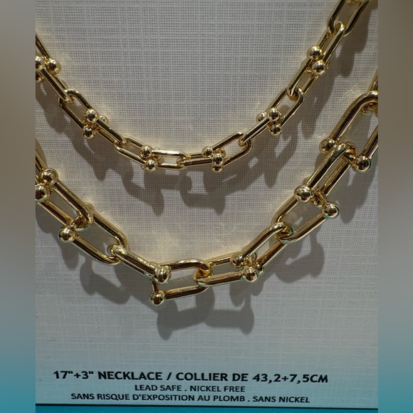 NWT House of Harlow 1960 Gold-Tone Double Chain Layered Necklace - Picture 2 of 4